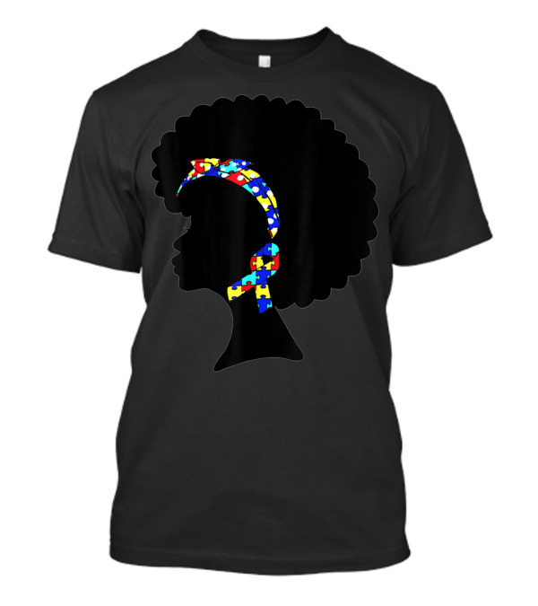 Autism Awareness Puzzle Ribbon Afro T-Shirt