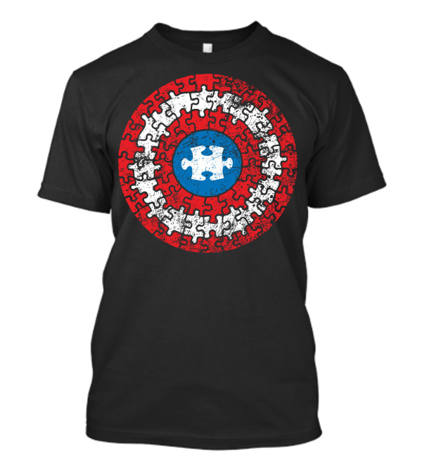 Captain America Autism Awareness Puzzle Shield T-Shirt