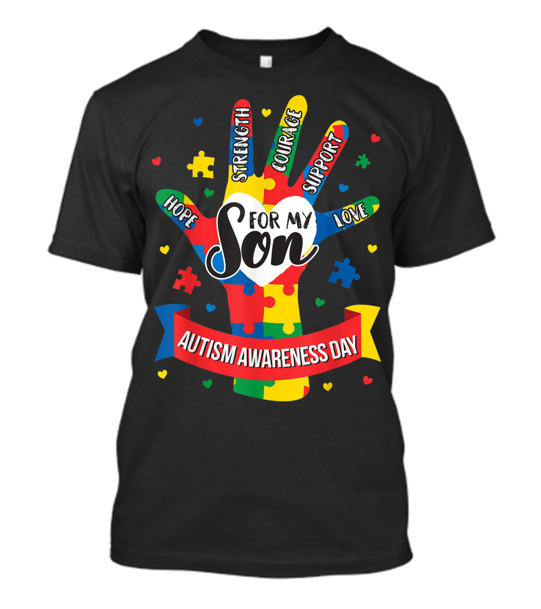 Autism Awareness Day Hope Strength Courage Support Love For My Son Puzzle Lover Dad T-Shirt