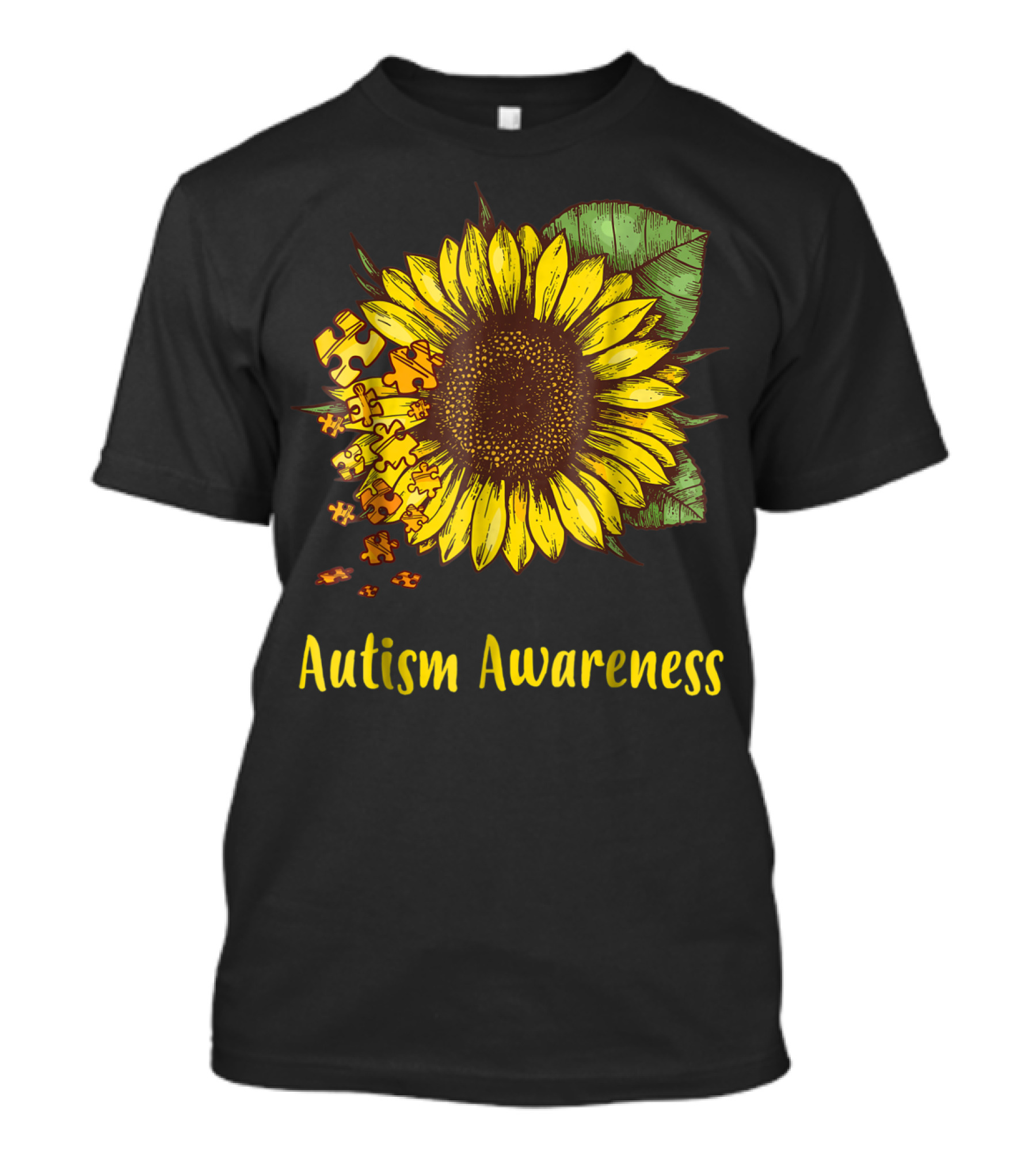 Autism Awareness Sunflower Puzzle Pieces T-Shirt