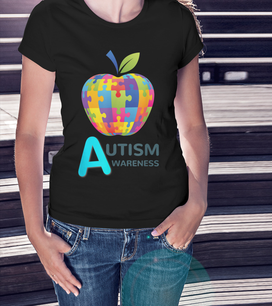Autism Awareness Puzzle Apple T-Shirt