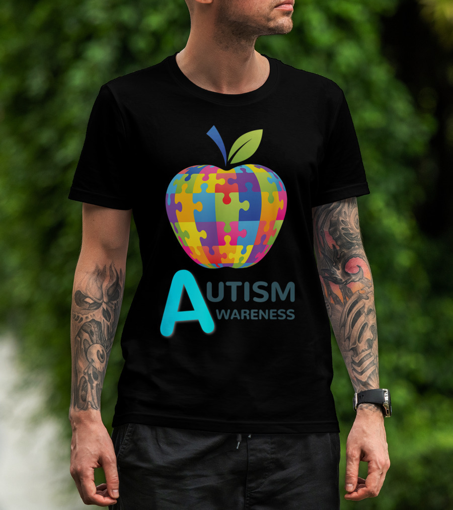 Autism Awareness Puzzle Apple T-Shirt