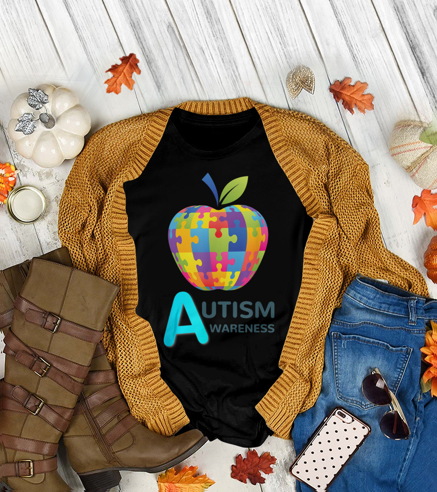 Autism Awareness Puzzle Apple T-Shirt