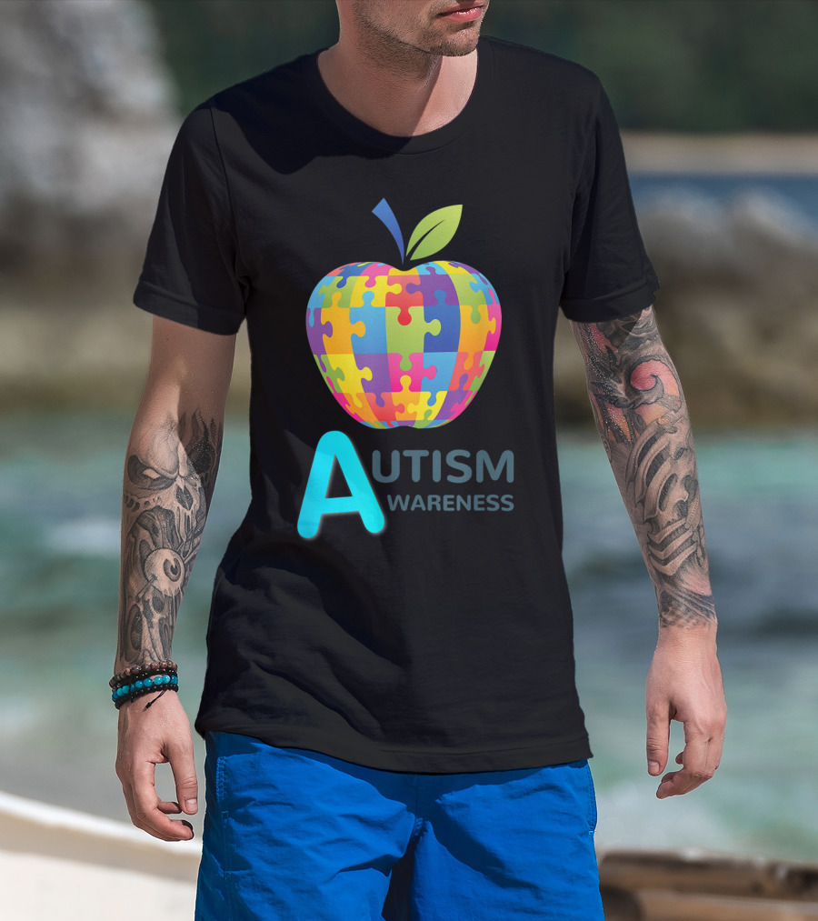 Autism Awareness Puzzle Apple T-Shirt