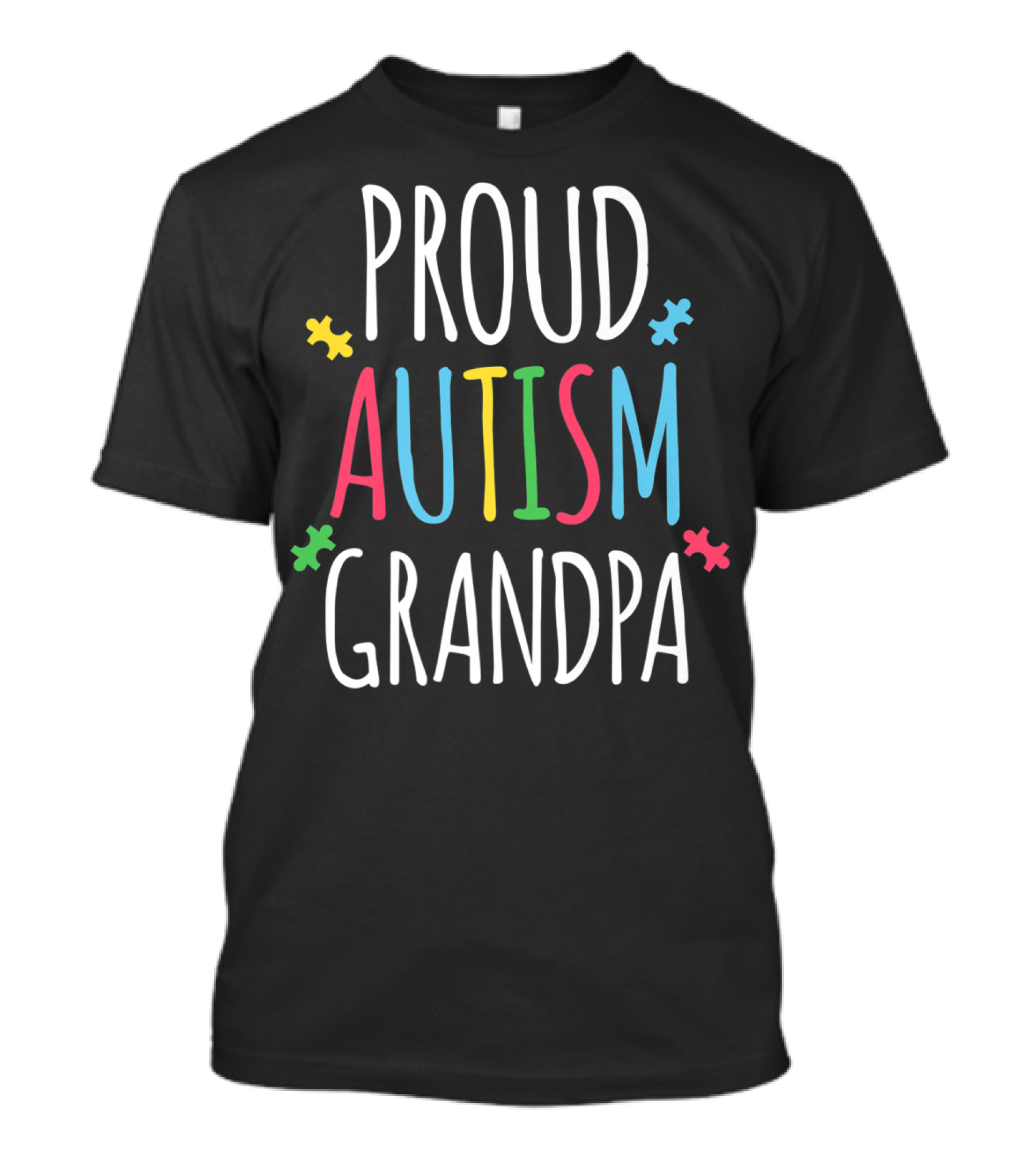 Proud Autism Grandpa Autism Awareness Puzzle Pieces T-Shirt