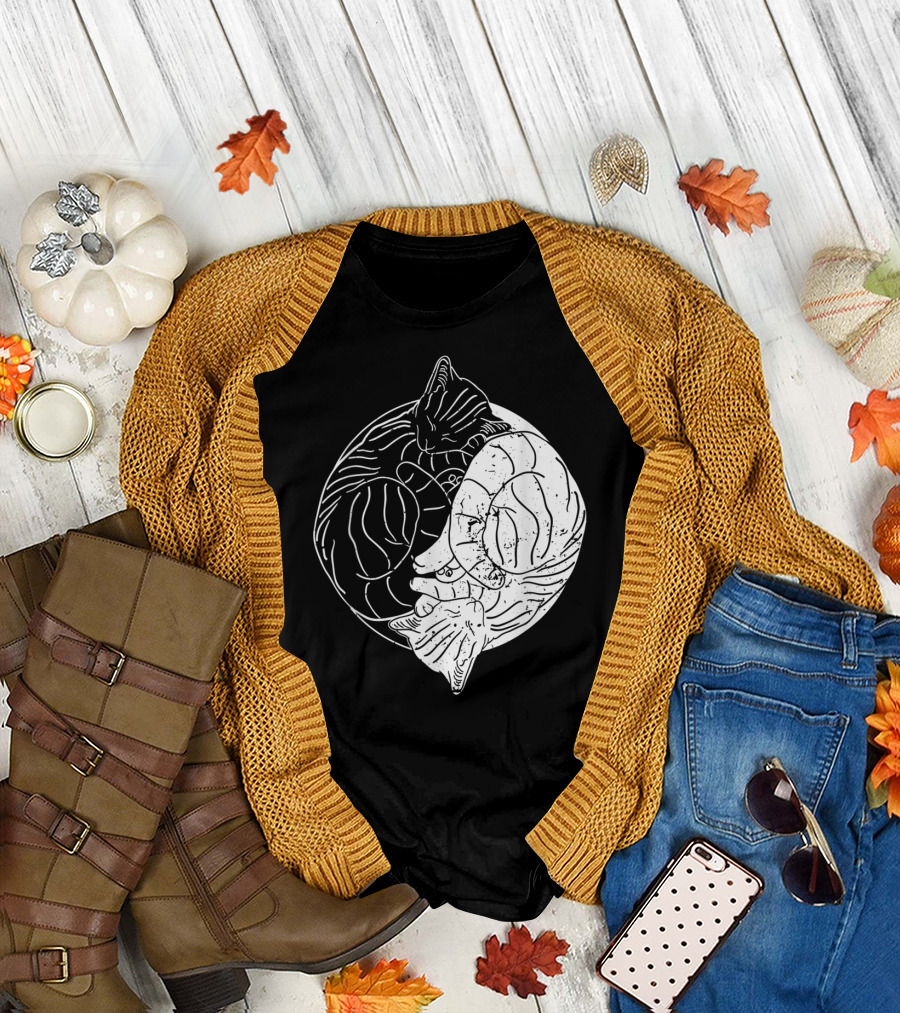 Buddha Faith God Yin Und Yang Katzen Yin Yang Cats T-Shirt