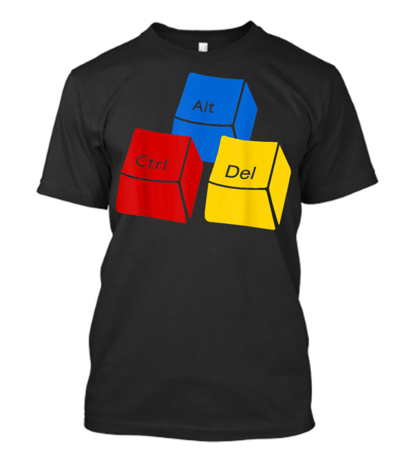 Ctrl Alt Del Funny Computer Coding Keyboard Cube Blocks T-Shirt