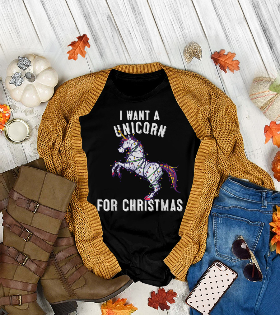 I Want A Unicorn For Christmas T-Shirt