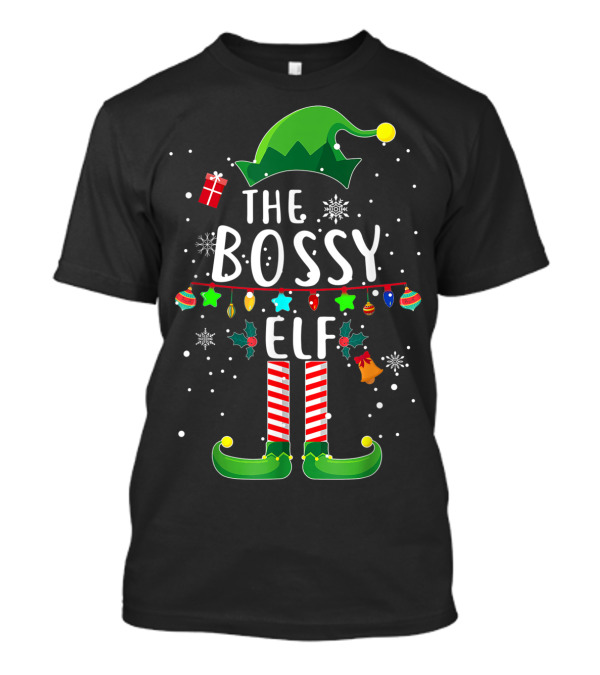 The Bossy Elf Christmas Family Group Holiday Pajama Party T-Shirt