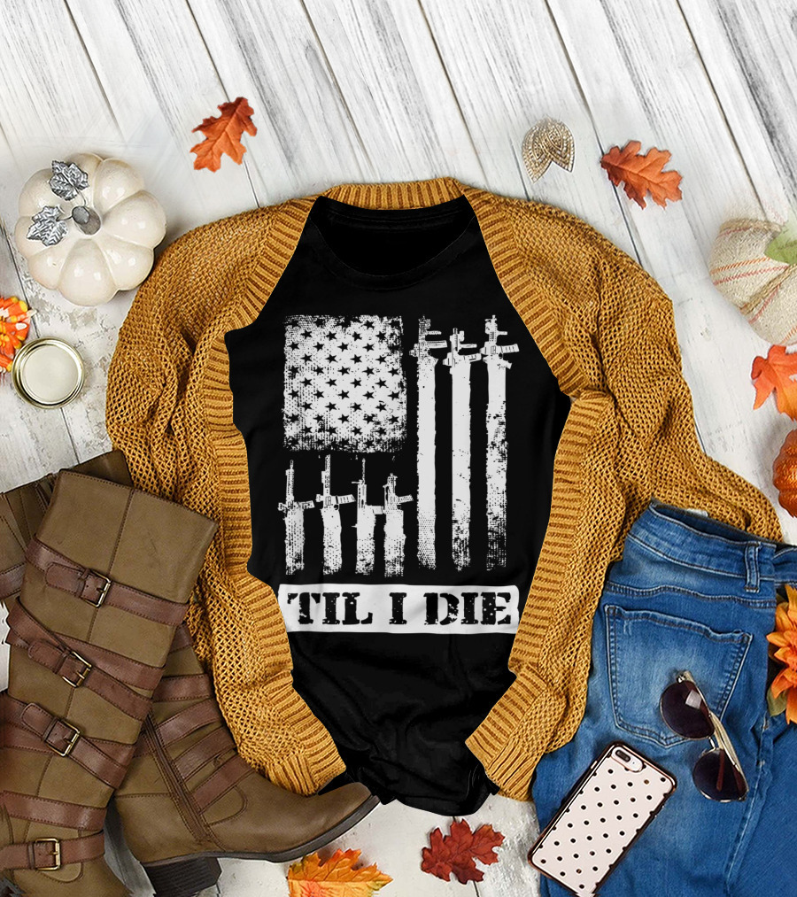 Black Rifle Coffee Til I Die American Flag AR-15 T-Shirt