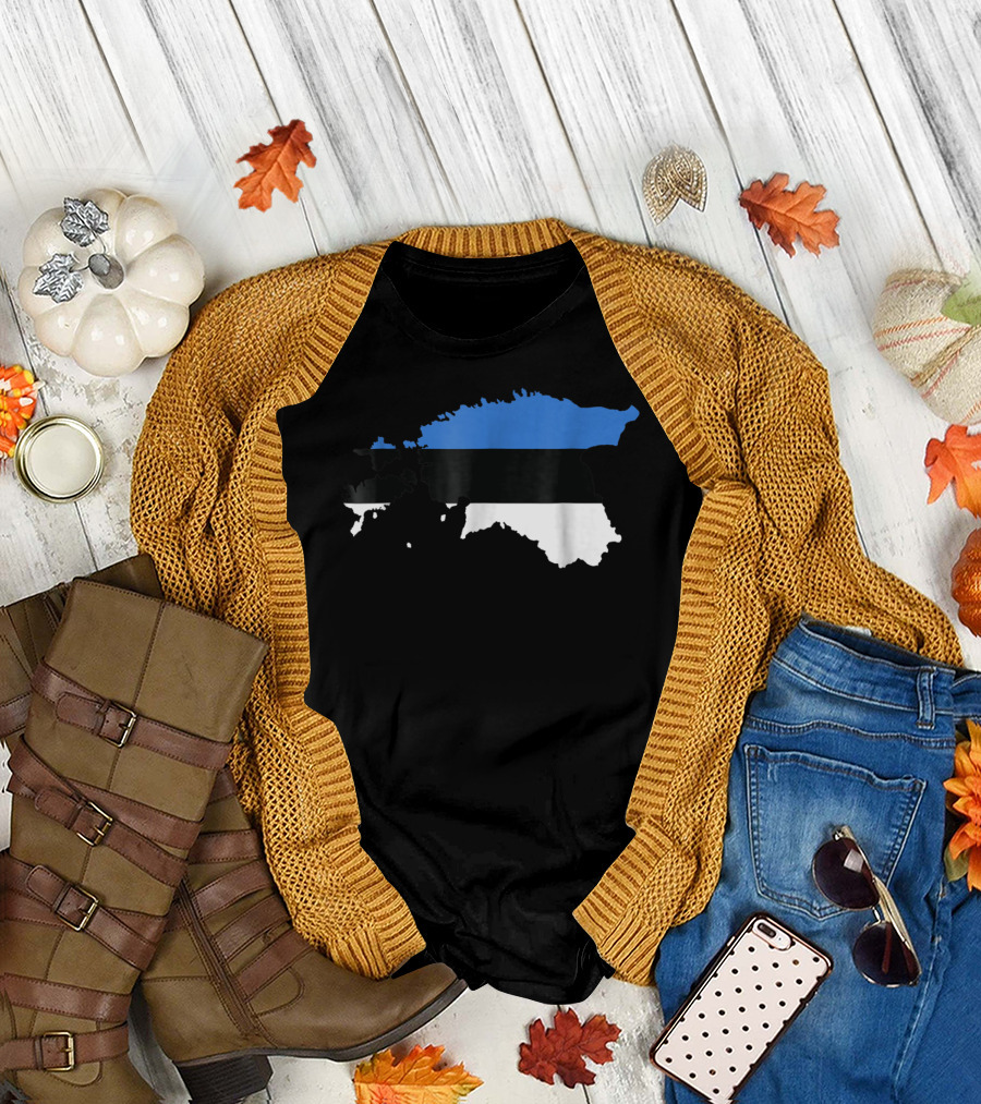 Estonia Map with Flag Colors T-Shirt