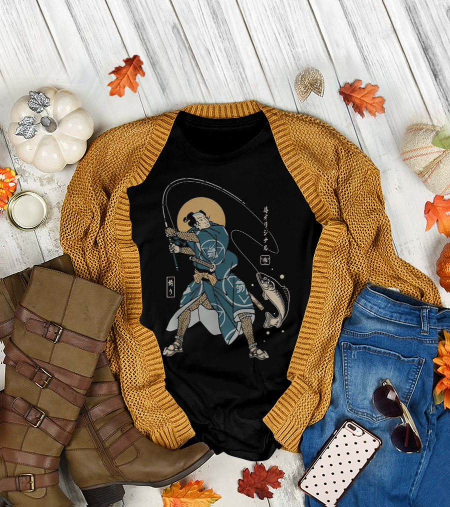 Fishing Samurai No3 Original Funny Samurai Fishing T-Shirt