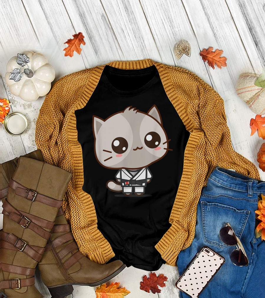 Funny Cat BJJ Brazilian Jiu Jitsu Black Belt Kawaii T-Shirt