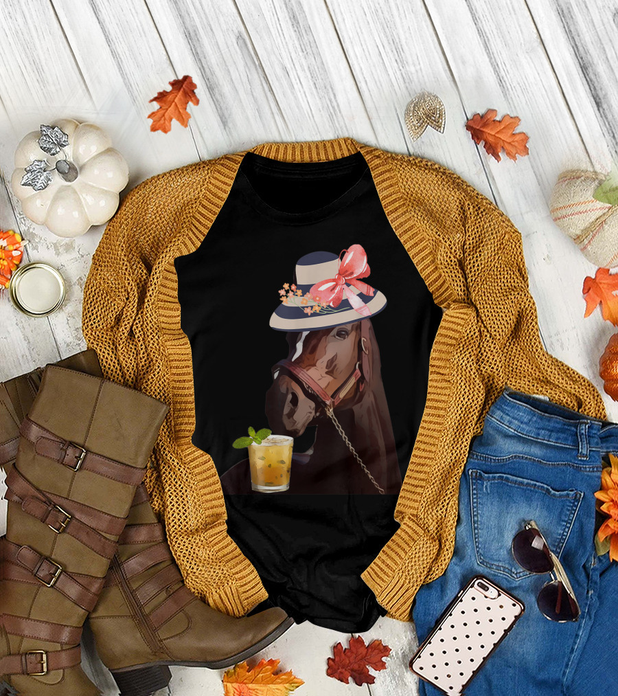 Funny Horse Derby Hat Mint Julep Party T-Shirt