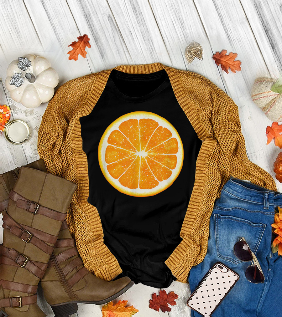 Giant Orange Slice Fun Foodie Vegan Fruit T-Shirt