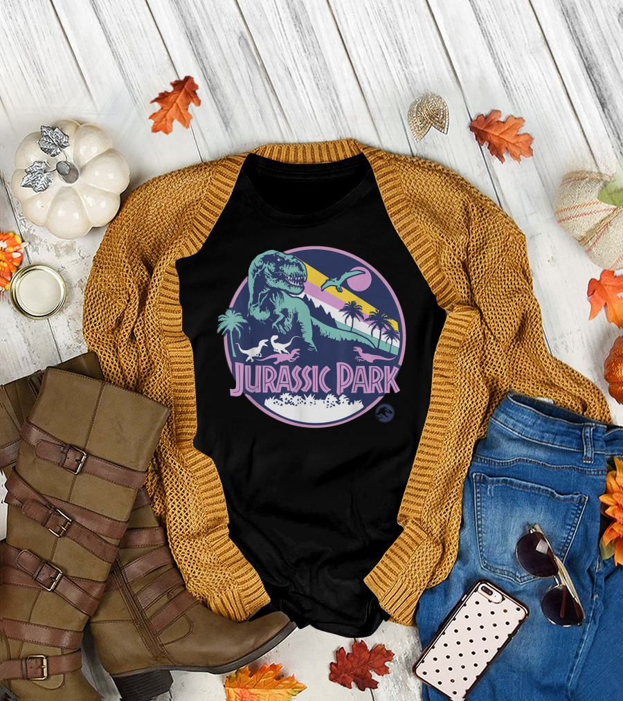 Jurassic Park Vintage Style Purple Dinosaur Logo Scene T-Shirt