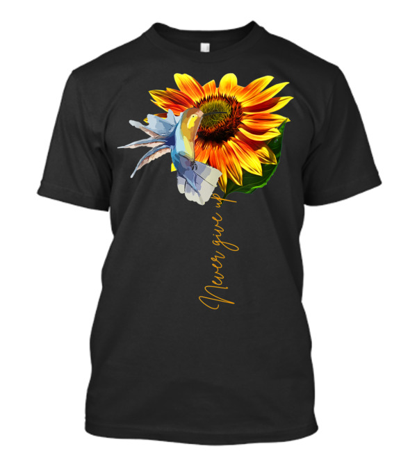 Never Give Up Sunflower Hummingbird MS Awareness T-Shirt