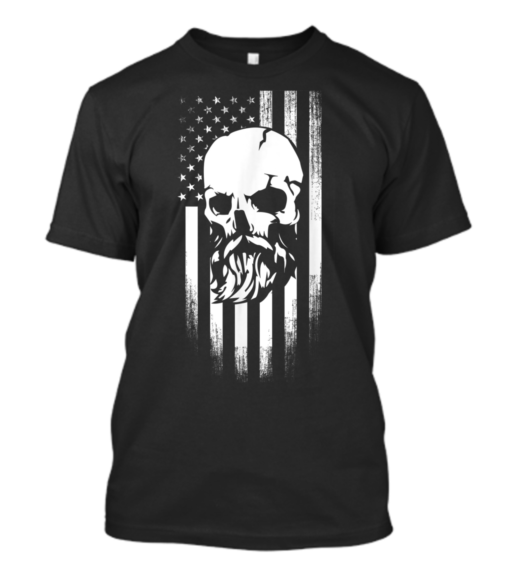 Beard Skull American Flag T-Shirt