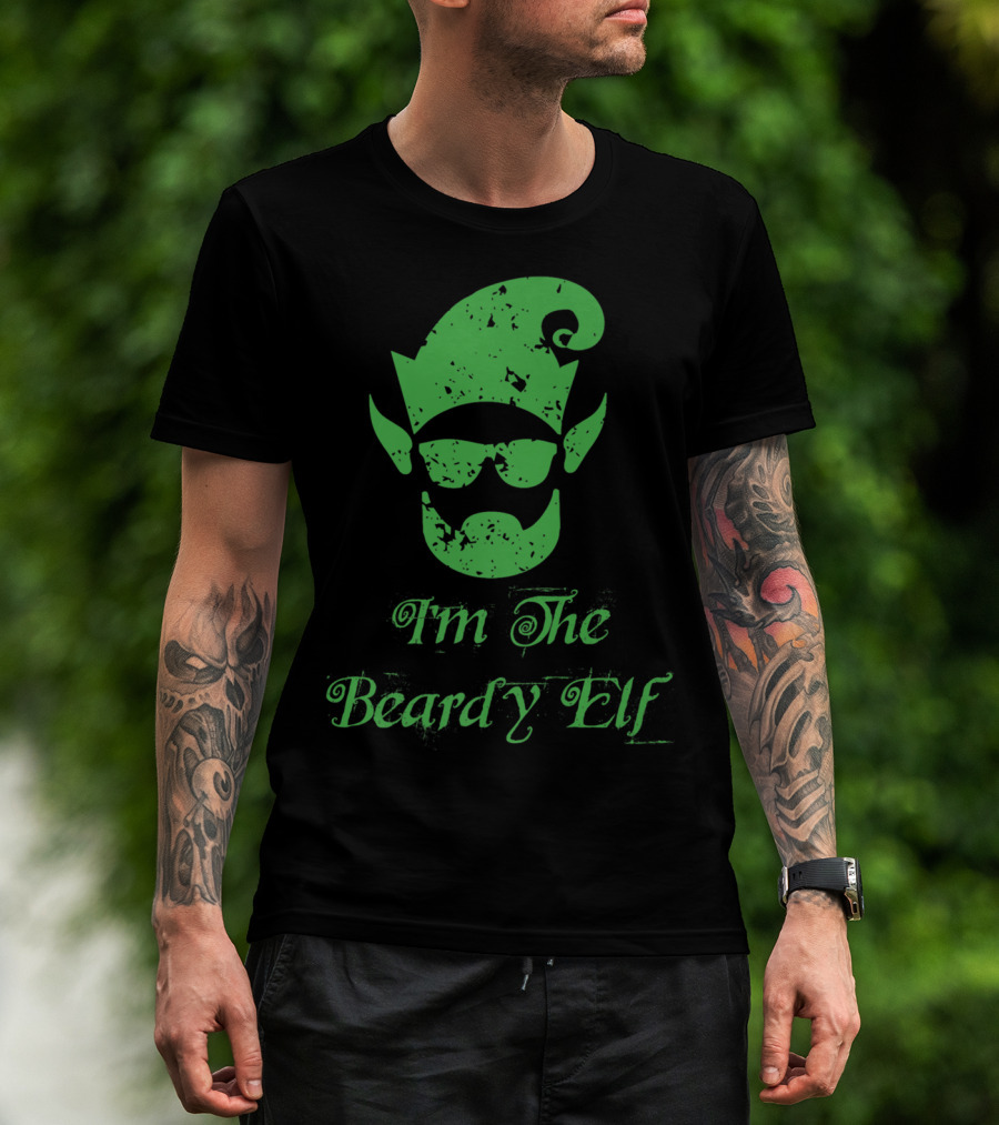I'm The Beardy Elf Christmas Hipster Beard Hat Ears T-Shirt