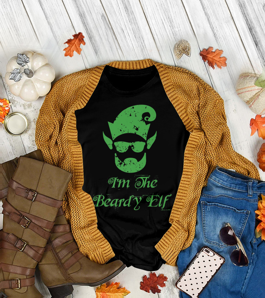I'm The Beardy Elf Christmas Hipster Beard Hat Ears T-Shirt