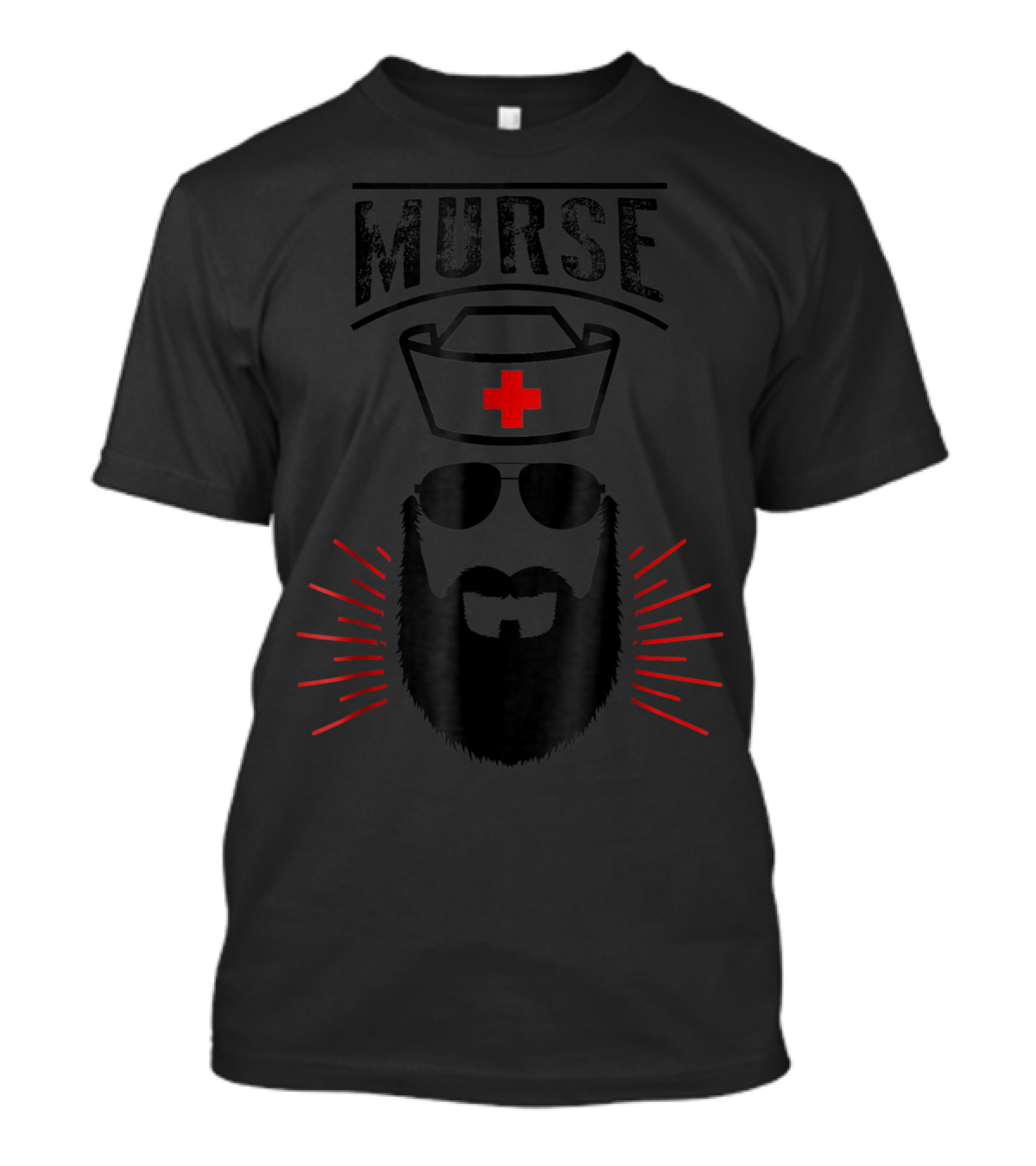Murse Funny Male Nurse Beard Red Cross Nursing Humor T-Shirt