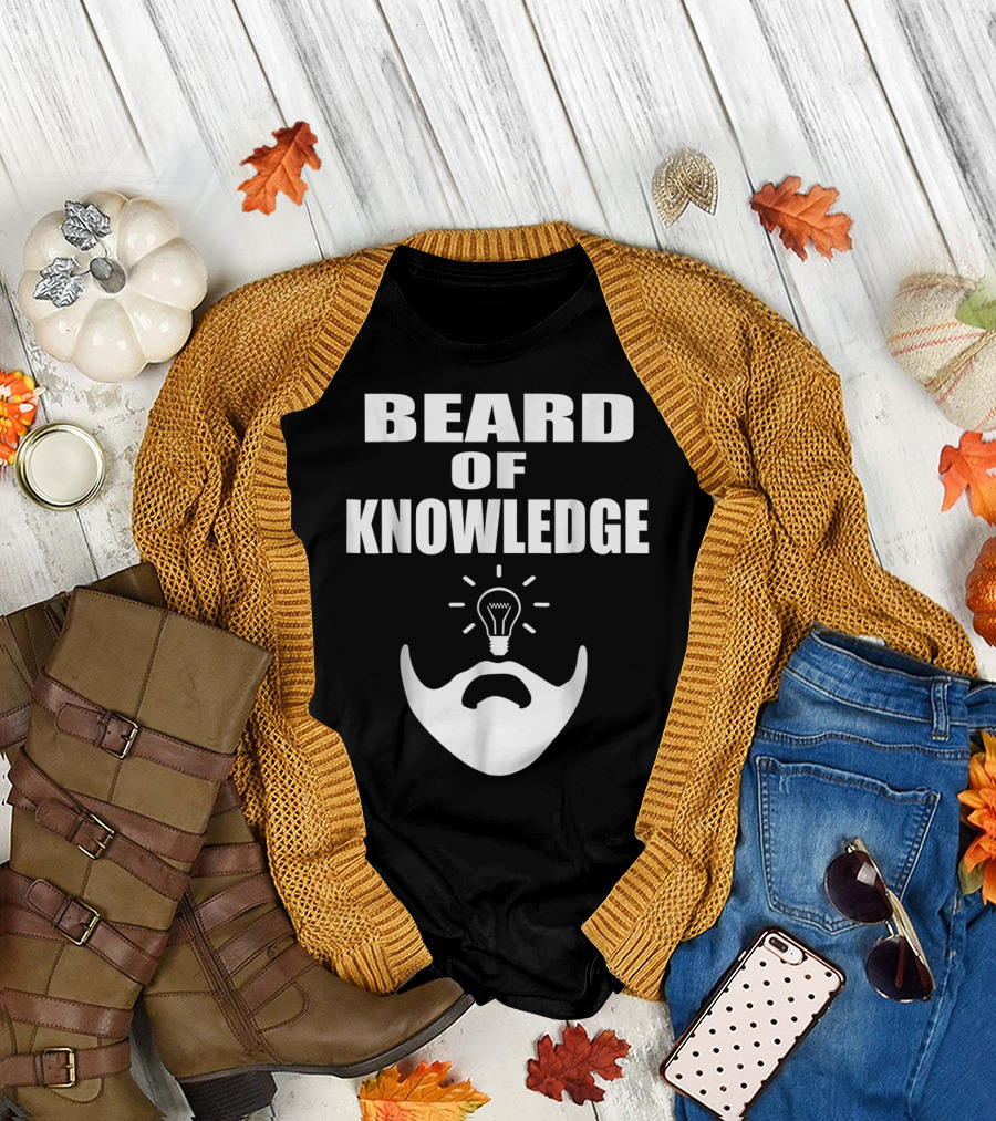 Beard of Knowledge Funny Lightbulb Beard T-Shirt
