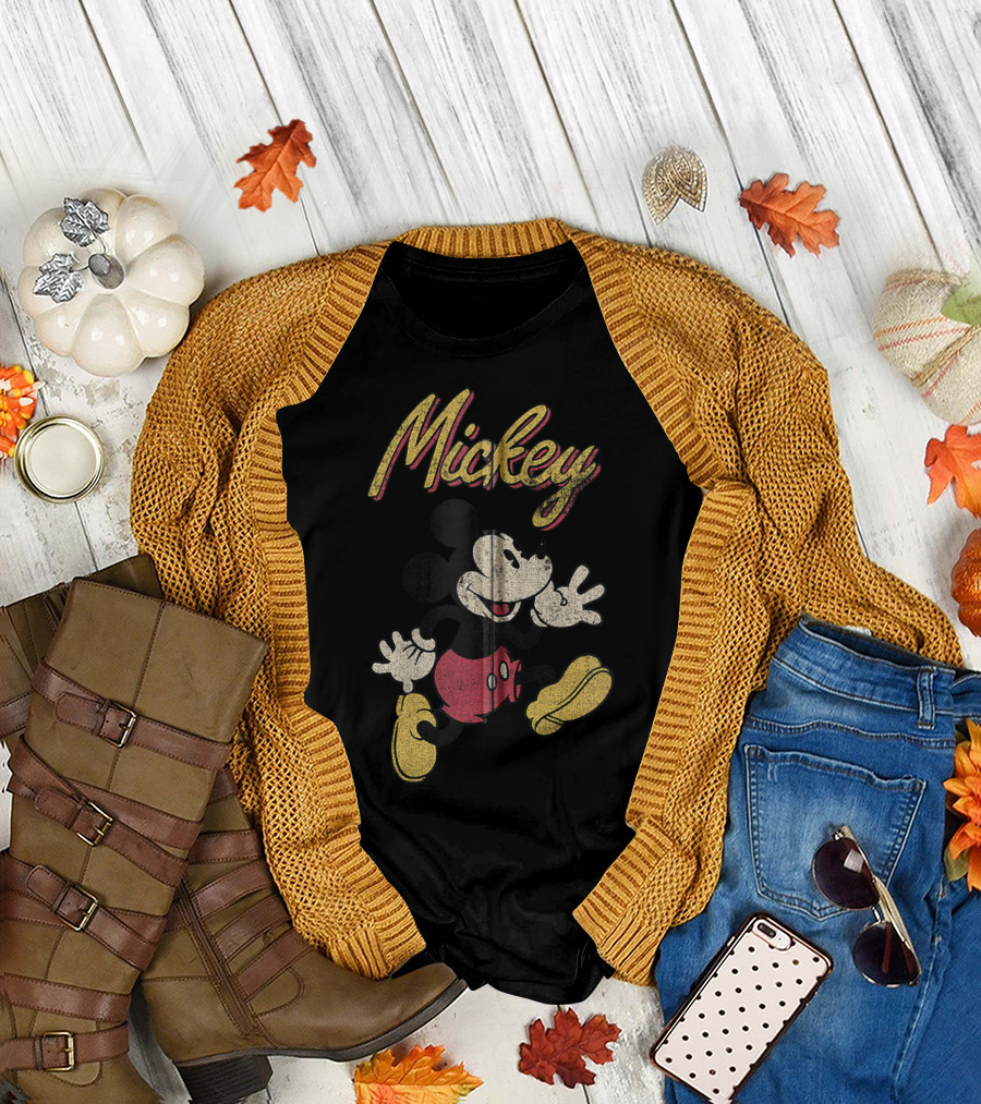 Mickey Mouse Vintage Running Pose Classic Style Disney T-Shirt