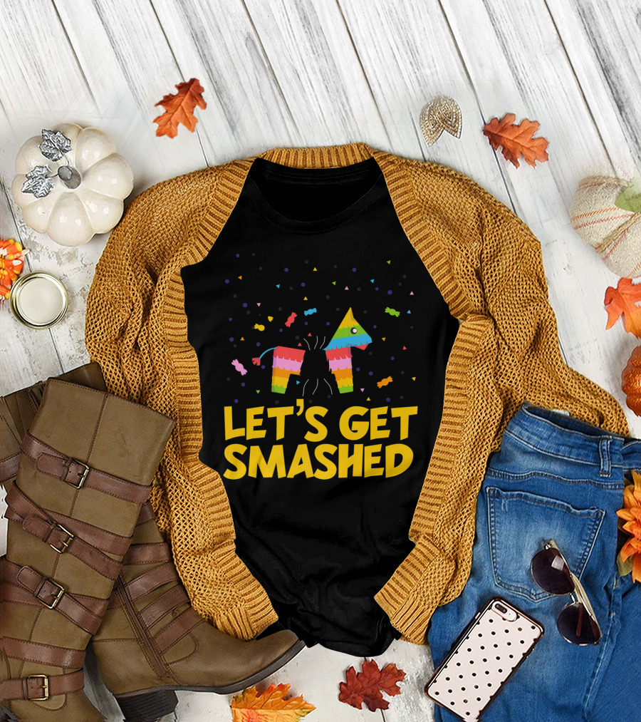 Let's Get Smashed Funny Party Cinco De Mayo Piñata Confetti T-Shirt