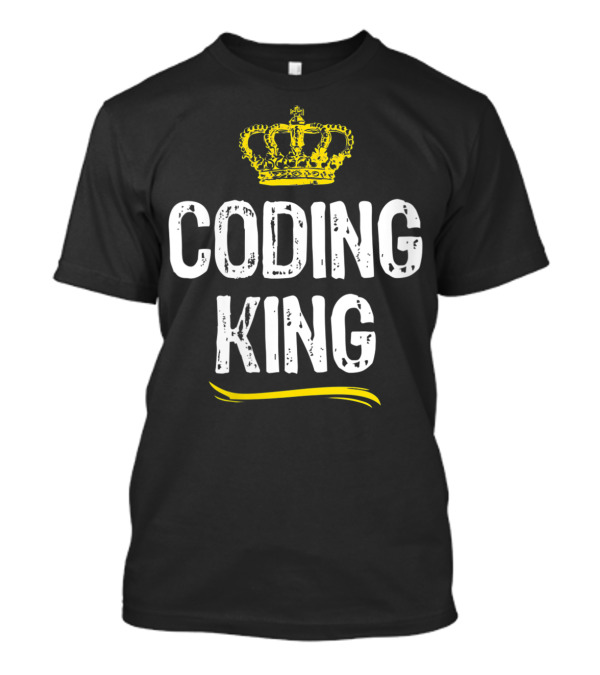 Coding King Coder Funny Cool Yellow Crown T-Shirt
