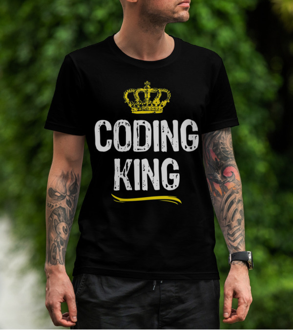 Coding King Coder Funny Cool Yellow Crown T-Shirt