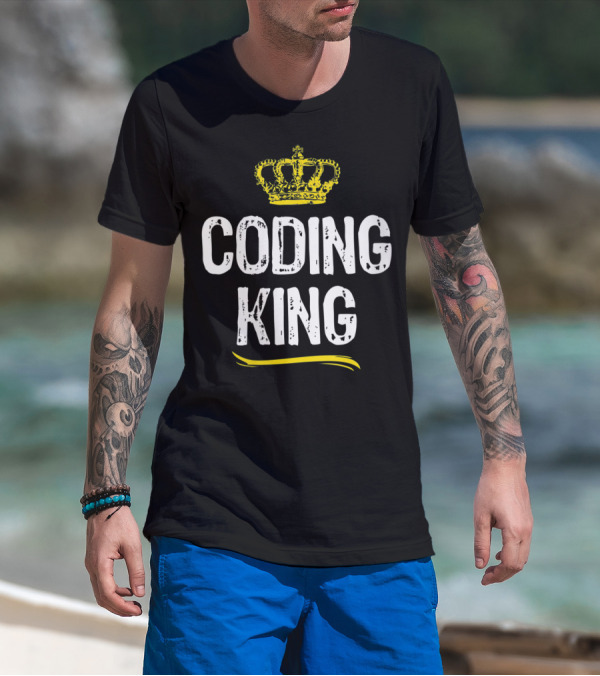 Coding King Coder Funny Cool Yellow Crown T-Shirt