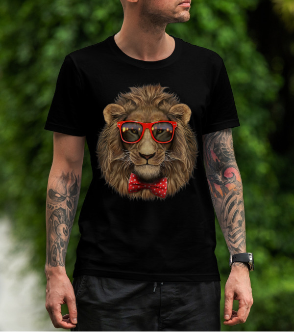 Alpha Lion With Red Sunglasses And Bow Tie T-Shirt