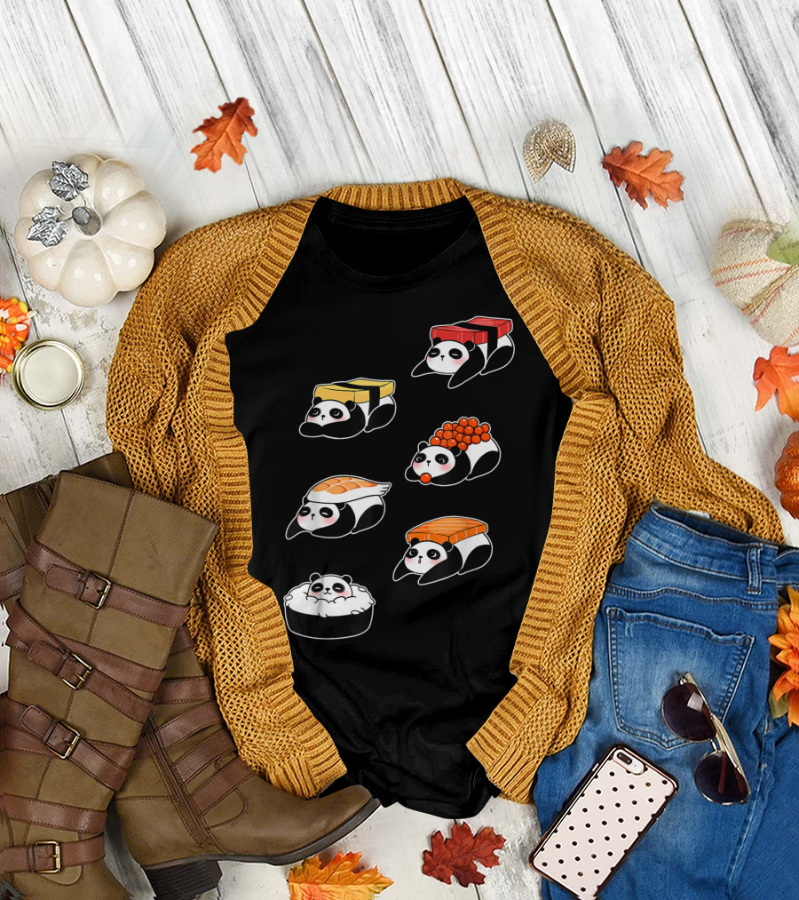 Panda Bear Sushi Sashimi Nigiri Japanese Food T-Shirt