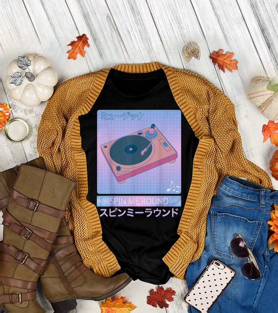 Vaporwave Record Player 80s Japanese Spin Me Round T-Shirt