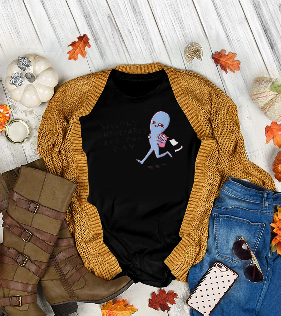 Wildly Unprepared for the Day Alien with Backpack Running T-Shirt
