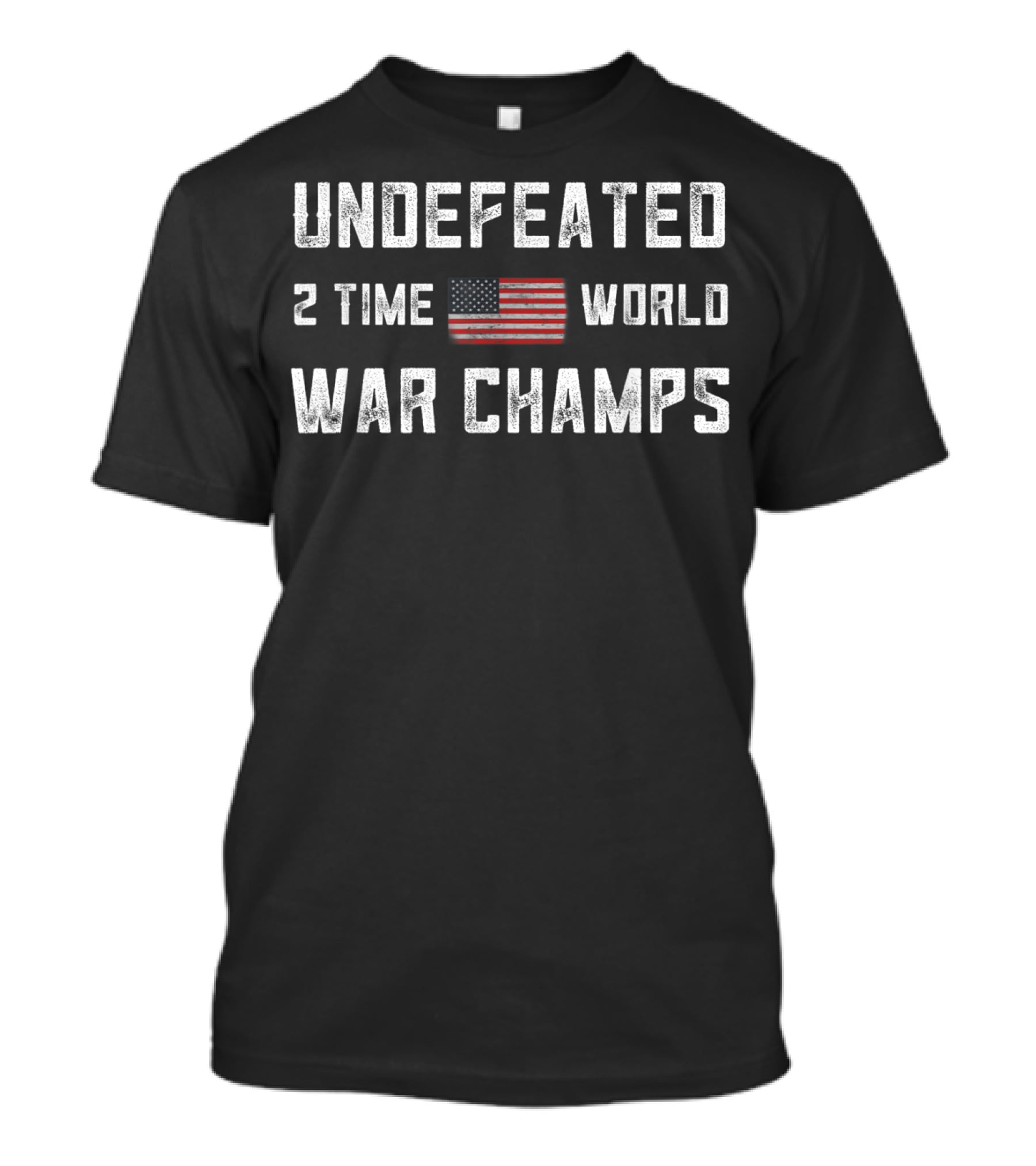 Undefeated 2 Time World War Champs USA Flag Patriotic T-Shirt