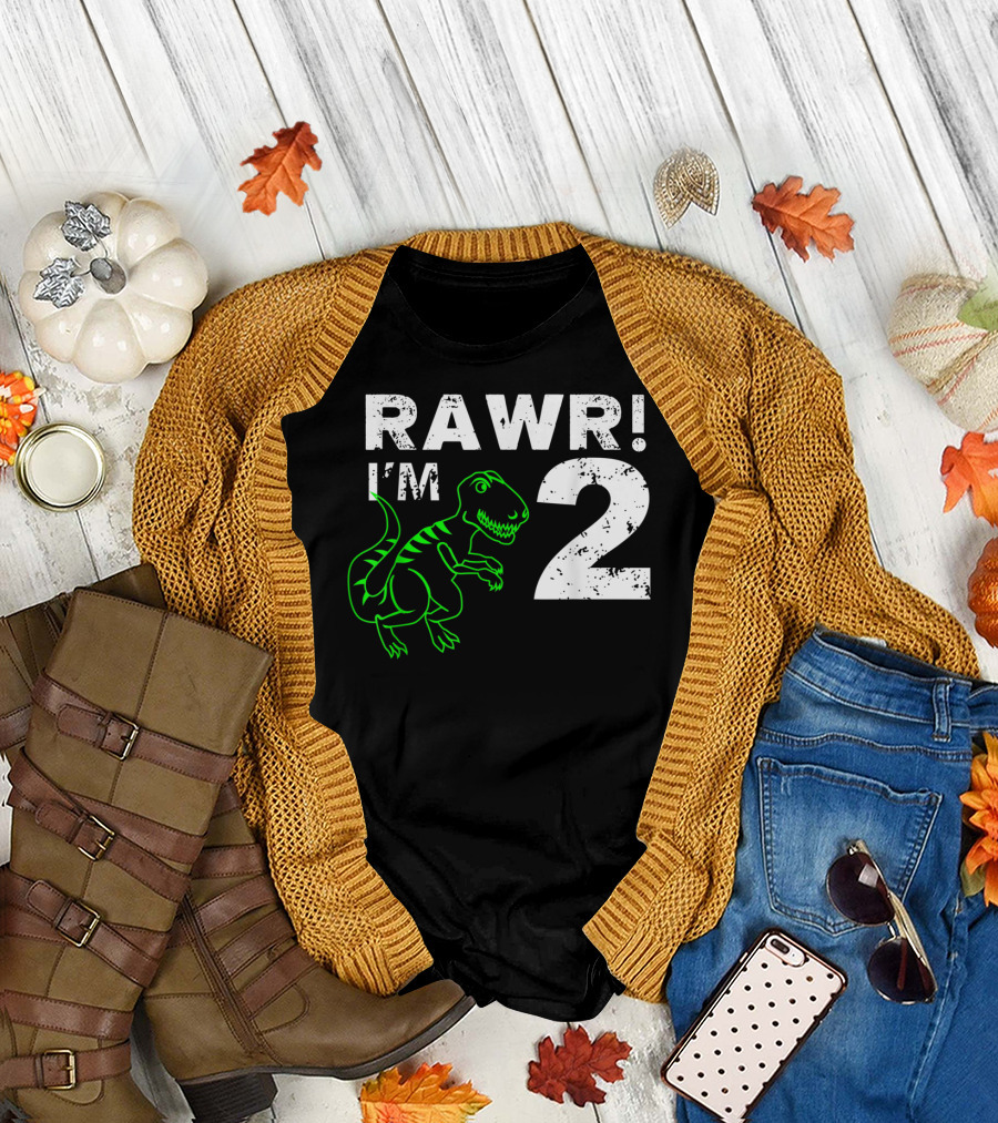 RAWR I'm 2 Dinosaur 2nd Birthday T-Shirt