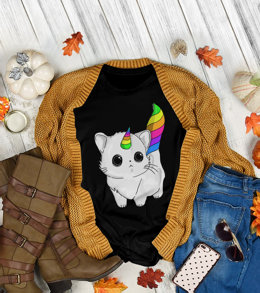 Caticorn Unicorn Rainbow Cat for Girls Boys Adults T-Shirt
