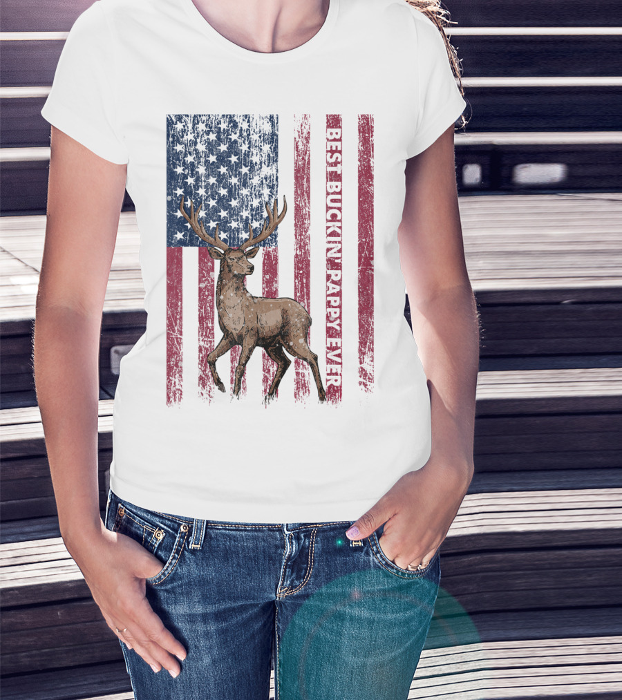 Best Buckin' Pappy Ever US Flag Deer Hunting T-Shirt