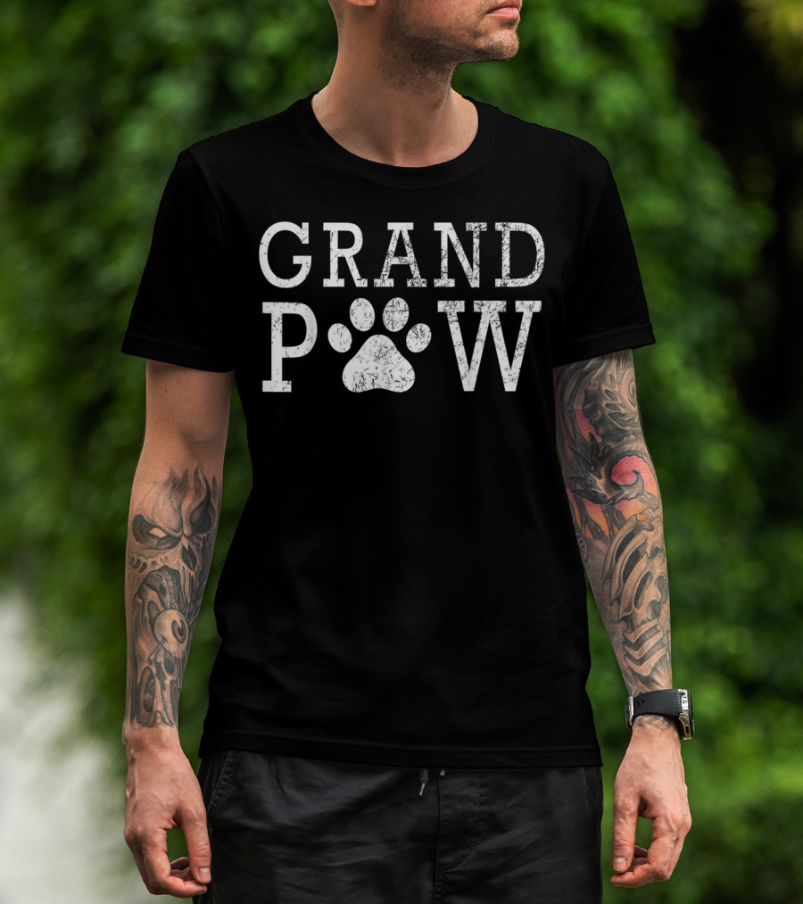 Funny Grand Paw Vintage Dogs Lovers Grandpa Parent T-Shirt