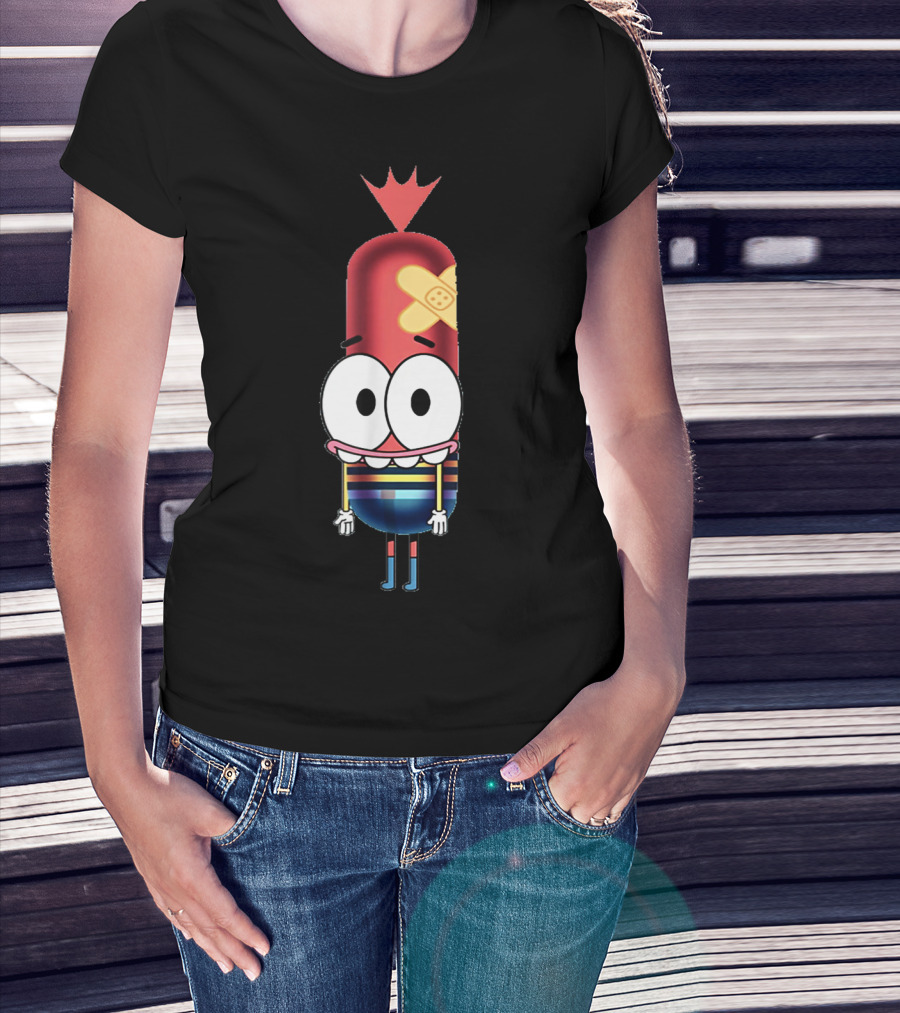 Funny Silly Idea Pinky Hotdog Cartoon Character T-Shirt