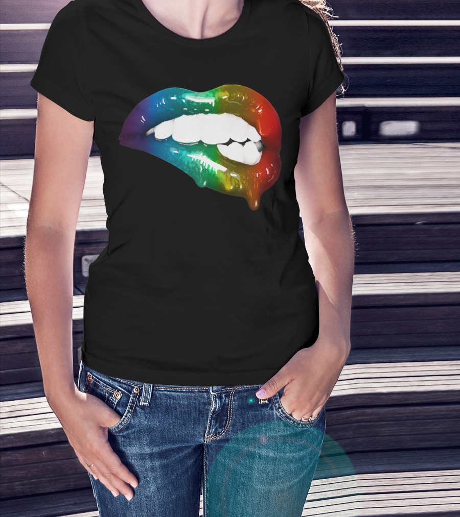 Rainbow Lips Cute Artful Makeup Addicts Lipstick Fashion Trends T-Shirt