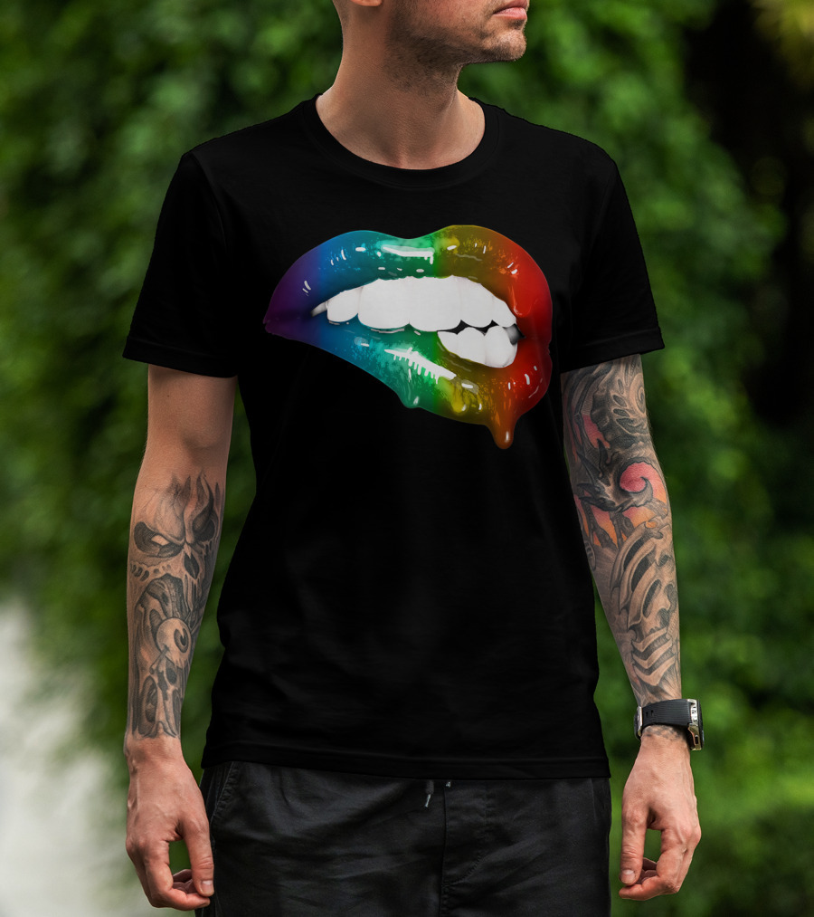 Rainbow Lips Cute Artful Makeup Addicts Lipstick Fashion Trends T-Shirt