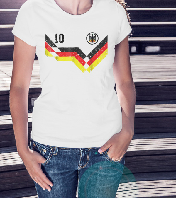 Deutschland Retro Soccer Jersey Number 10 With German Eagle Emblem T-Shirt