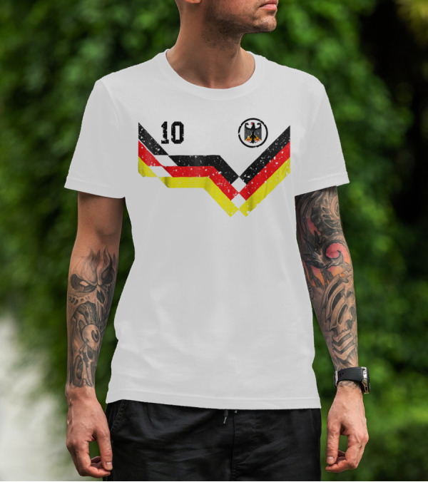 Deutschland Retro Soccer Jersey Number 10 With German Eagle Emblem T-Shirt