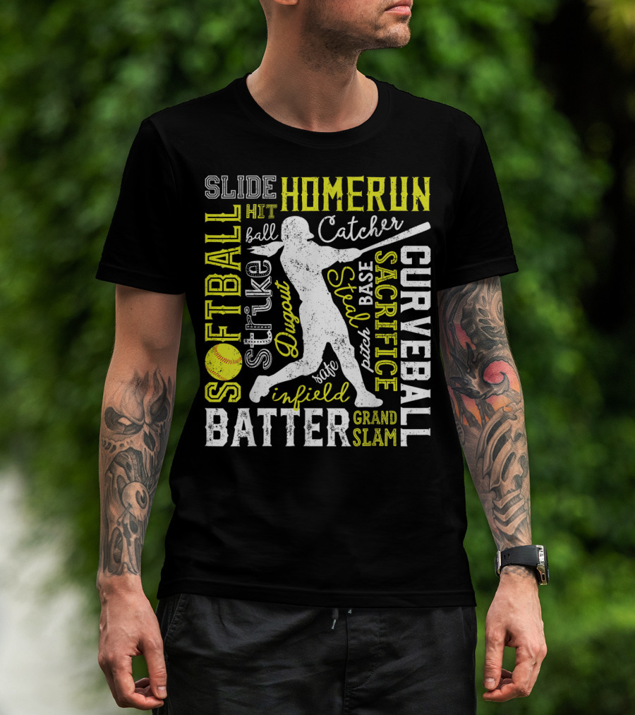 Softball Batter Pitch Homerun Curveball Slide Catcher Strike Grand Slam T-Shirt
