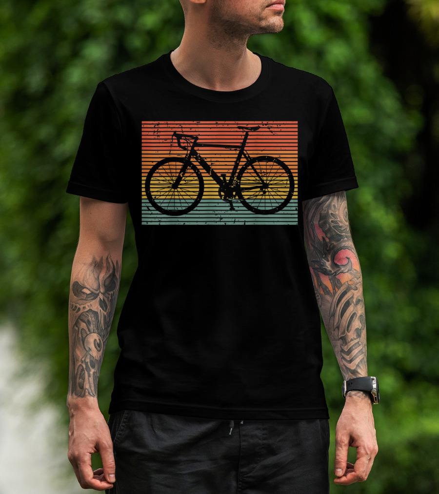 Racing Bicycle Road Bike Racer Uniqu Vintage Sunset Stripe T-Shirt