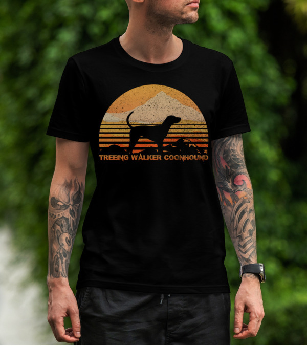 TREEING WALKER COONHOUND Retro Sunset T-Shirt