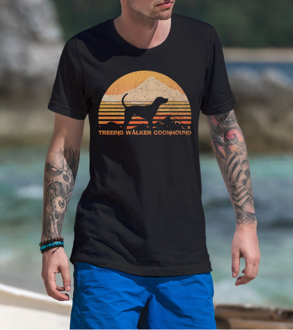 TREEING WALKER COONHOUND Retro Sunset T-Shirt