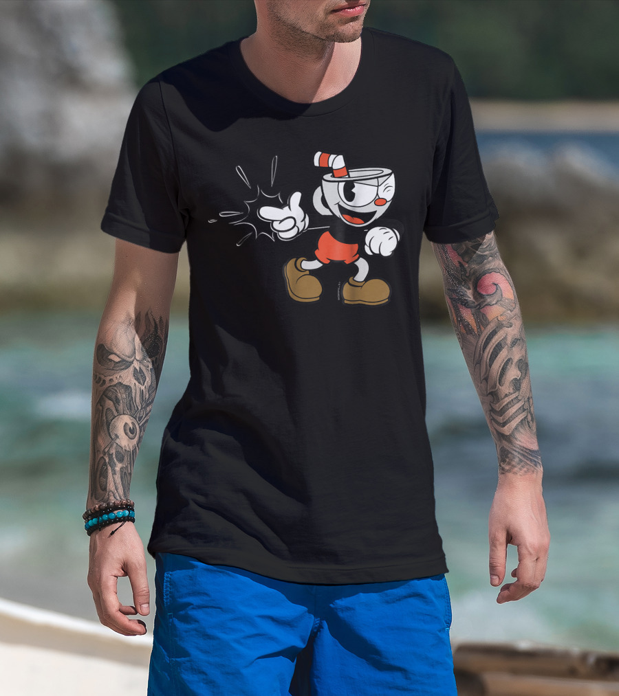 Cuphead Classic Wink Finger Snap Clap Iconic Pose T-Shirt